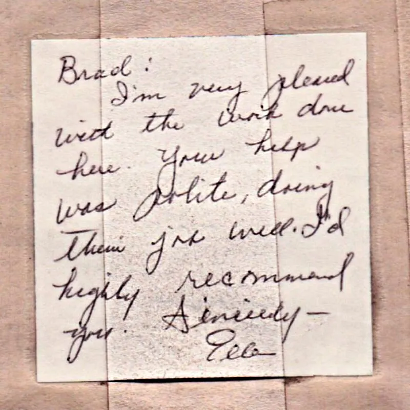 Handwritten Testimonial Note from Ella