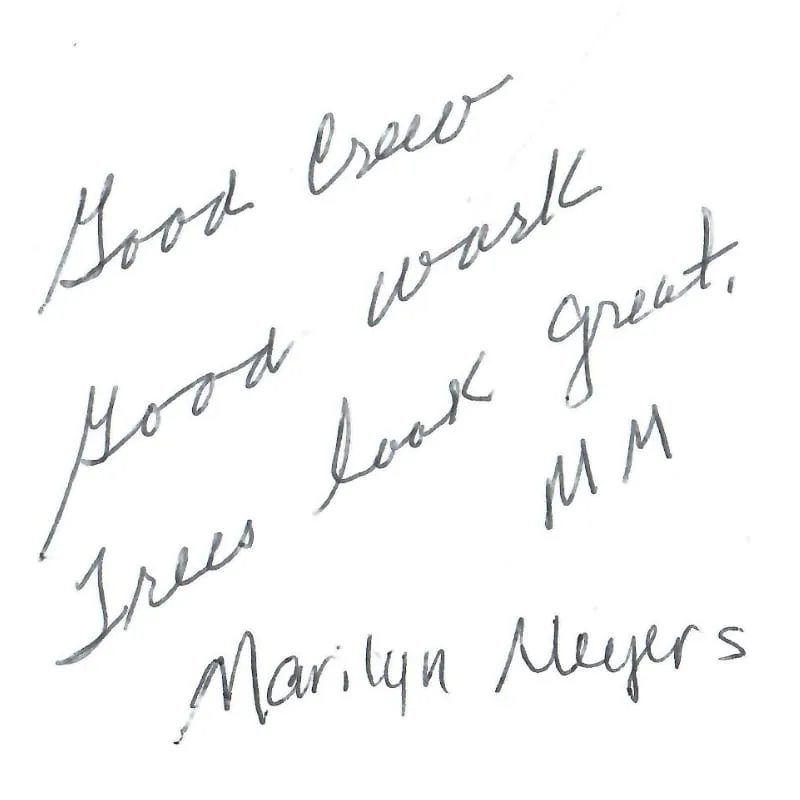 Handwritten Testimonial Note from Meyers